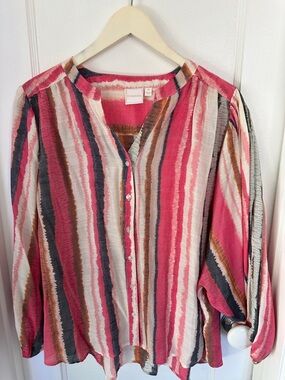 Zac & Rachel Pink Striped Blouse Size M